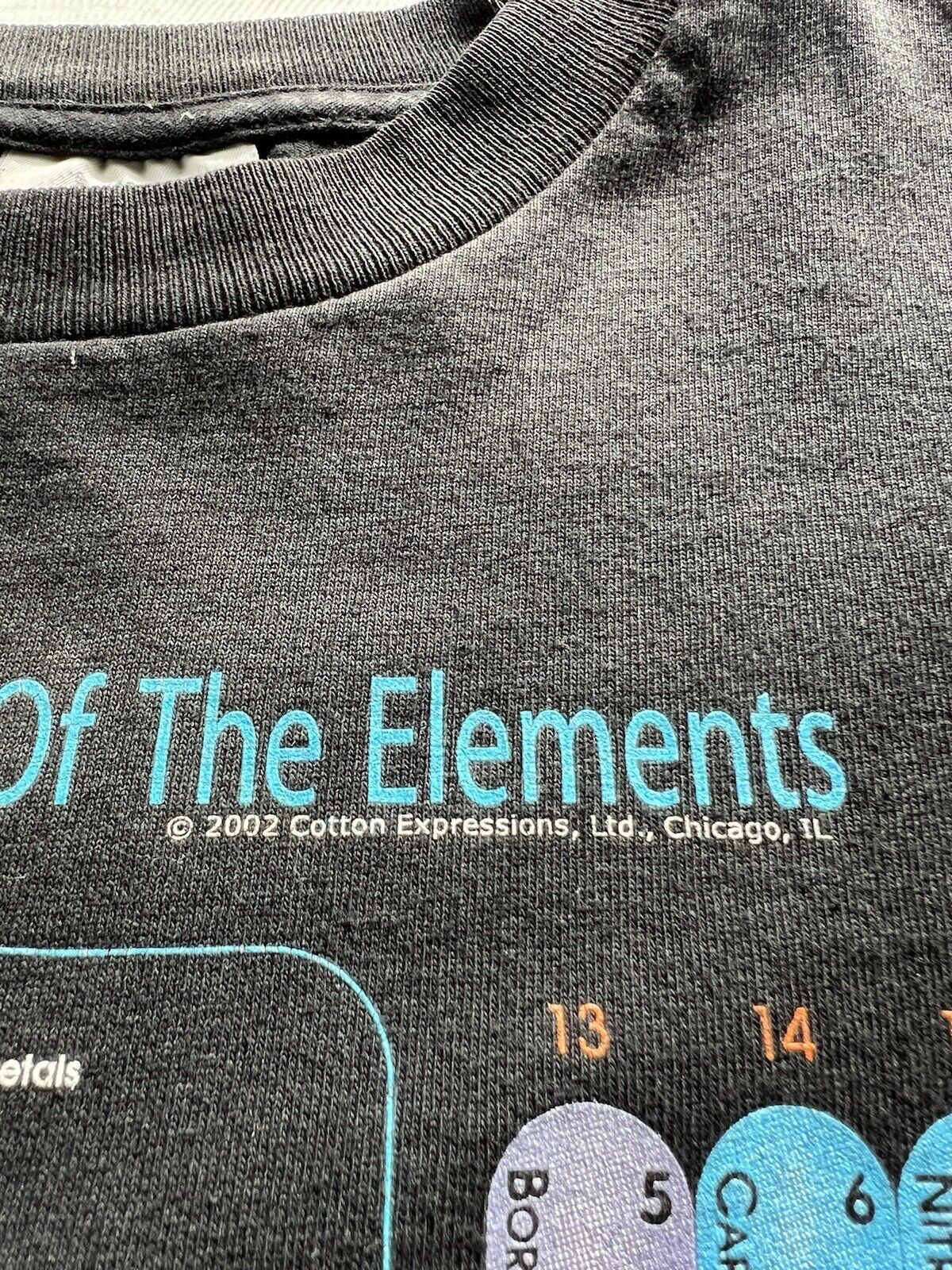 Vintage 2002 Cotton Expressions Faded Periodic Table Of Elements Tee T-Shirt Med