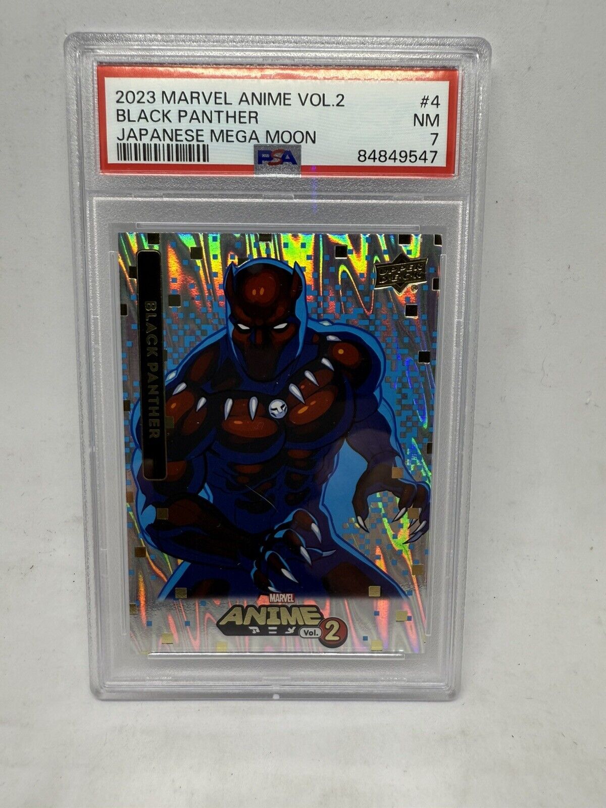 2023 Upper Deck Marvel Anime Vol 2 Tier 4 Mega Moon Card #4 Black Panther PSA 7