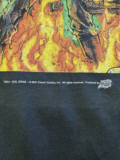 2001 Evil Ernie Tshirt Chaos Comics Mens XL Comic Images Graphic Black Crewneck