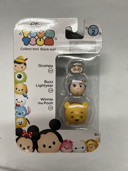 2016 Disney Tsum Tsum Series 2 Grumpy 207, Buzz Lightyear 238, Winnie Pooh 148