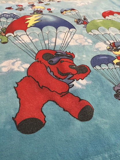 Hard Tag Vintage 2000 Liquid Blue Grateful Dead Parachute Bears Medium Skydive