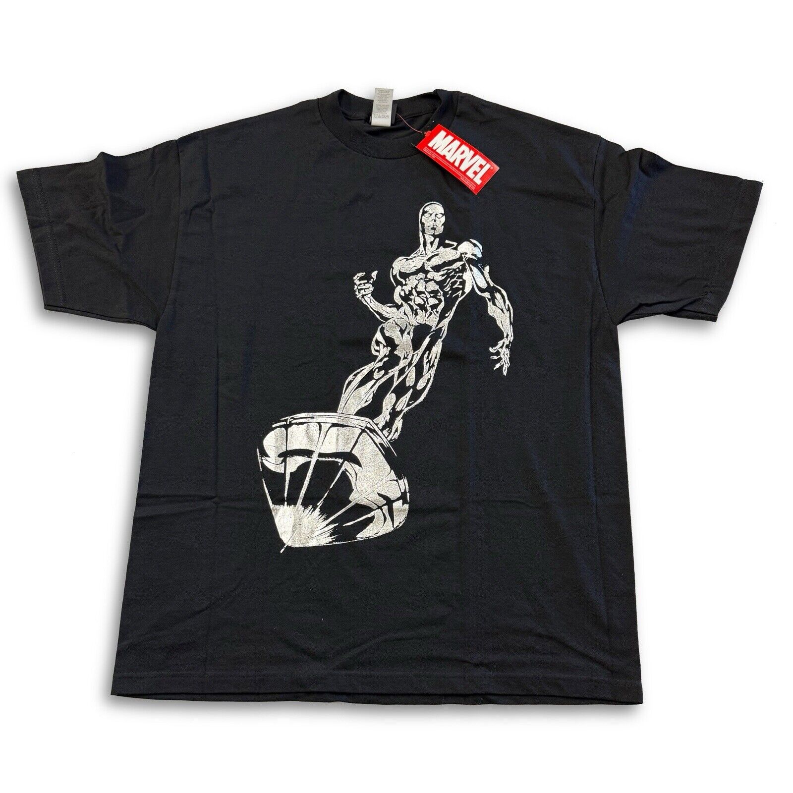 NWT Vintage Marvel Mad Engine Silver Surfer T Shirt Adult XLarge Black Men Metal