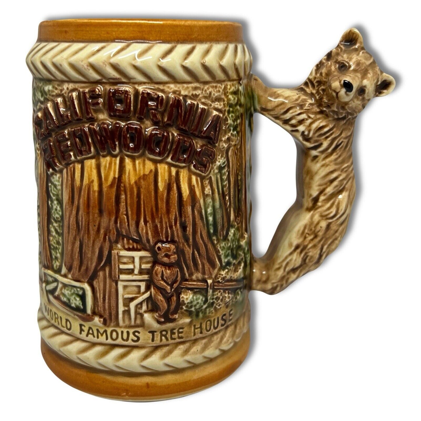 Vintage World Famous Tree House California Redwoods Japan Souvenir Mug Bear