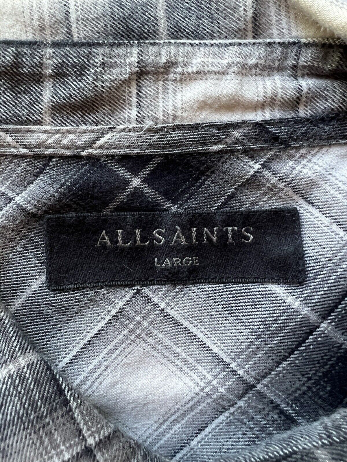 All Saints Shirt Men Medium Black Plaid Pearl Snap Flannel Cowboy Western Flanel