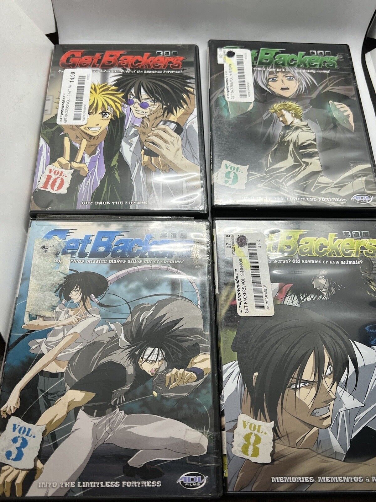 Get Backers Anime 2006. Lot Bundle Of 4.  Volume 3,8,9,10. Used! Manga.