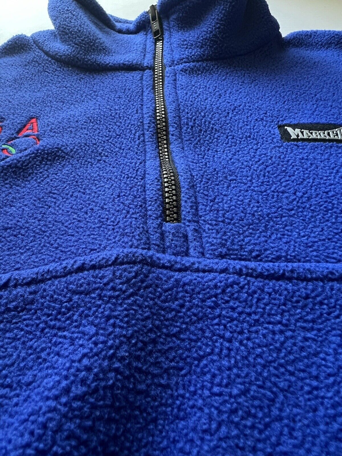 Marker Bindings USA Olympic Fleece Pullover 1/4 Zip Sweater Blue Size XL Skiing