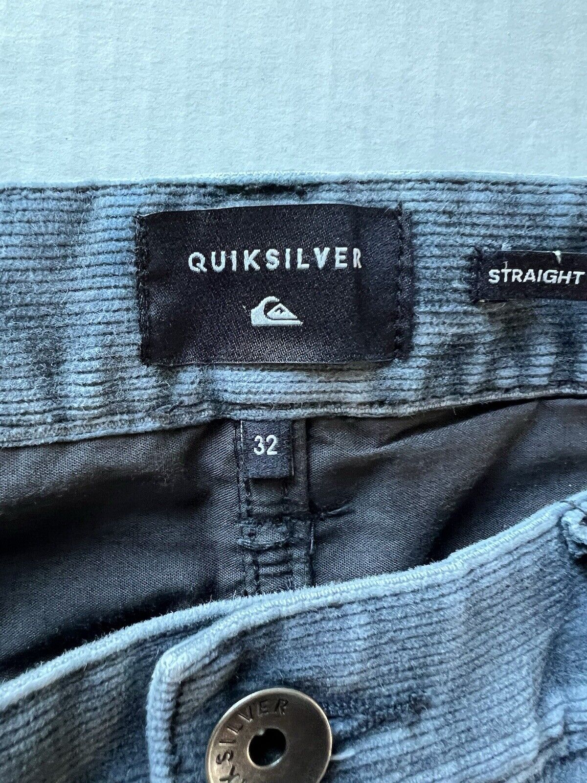 QUIKSILVER Straight Tapered Fit Corduroy Jeans Mens 32 Blue Gray Skater Y2k