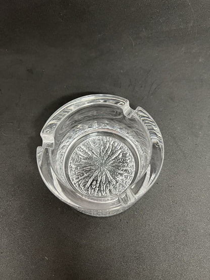 Vintage Ashtray Crystal Clear Glass Textured Bottom Classy Heavy Quality Lounge