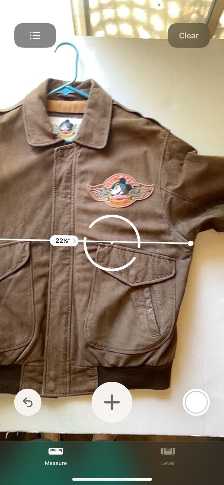 Mickey Mouse Flying Ace Patches Unit Genuine Leather Bomber Vintage Brown Mens