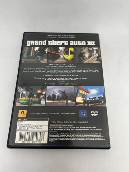 Grand Theft Auto III Sony PlayStation 2 PS2 w/MANUAL