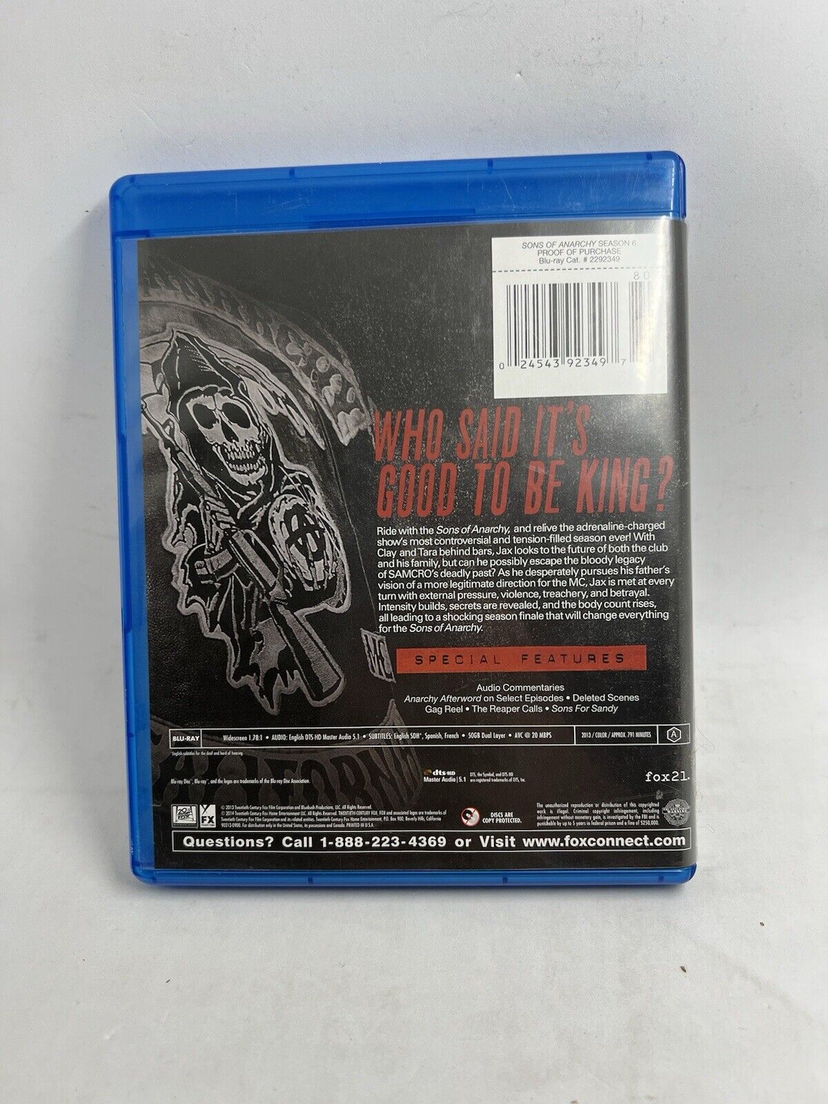 Sons of Anarchy: Season 6 (Blu-ray, 2013) Fox Fx Bike Riders Harley Dudes