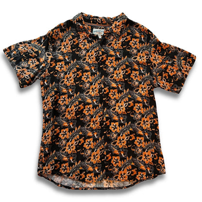 Margaritaville Orange And Black Button Up Shirt Awesome Halloween Hawaii Floral