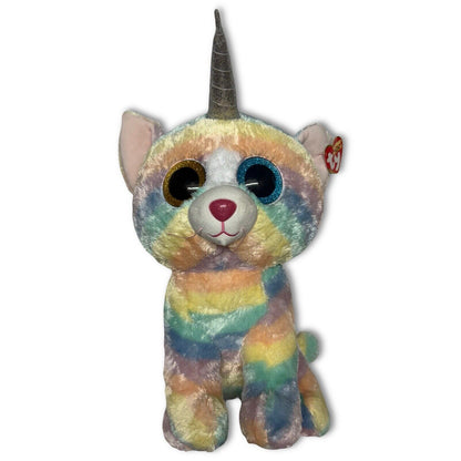 HUGE TY Beanie Boos - HEATHER the UniCat (Glitter Eyes)(LARGE 17 inch) - BABIES