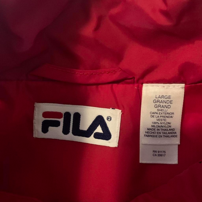 FILA Track Jacket Mens Large. USA Colors. Red White Blue Retro Windbreaker.