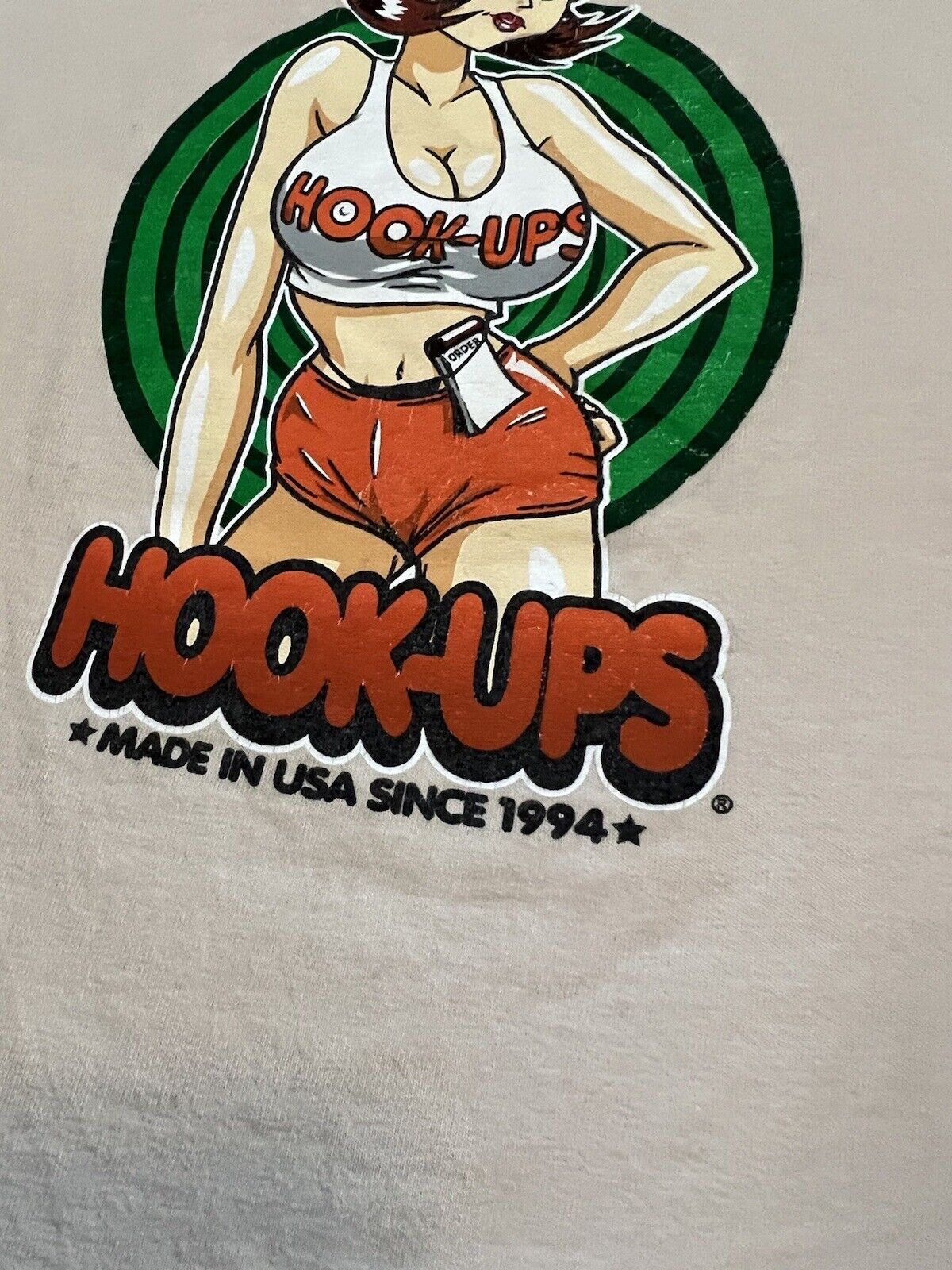 RARE Color 90 Hook-ups Skateboard T-shirt Mens Anime Miami Hooters SIZE S (Sand)