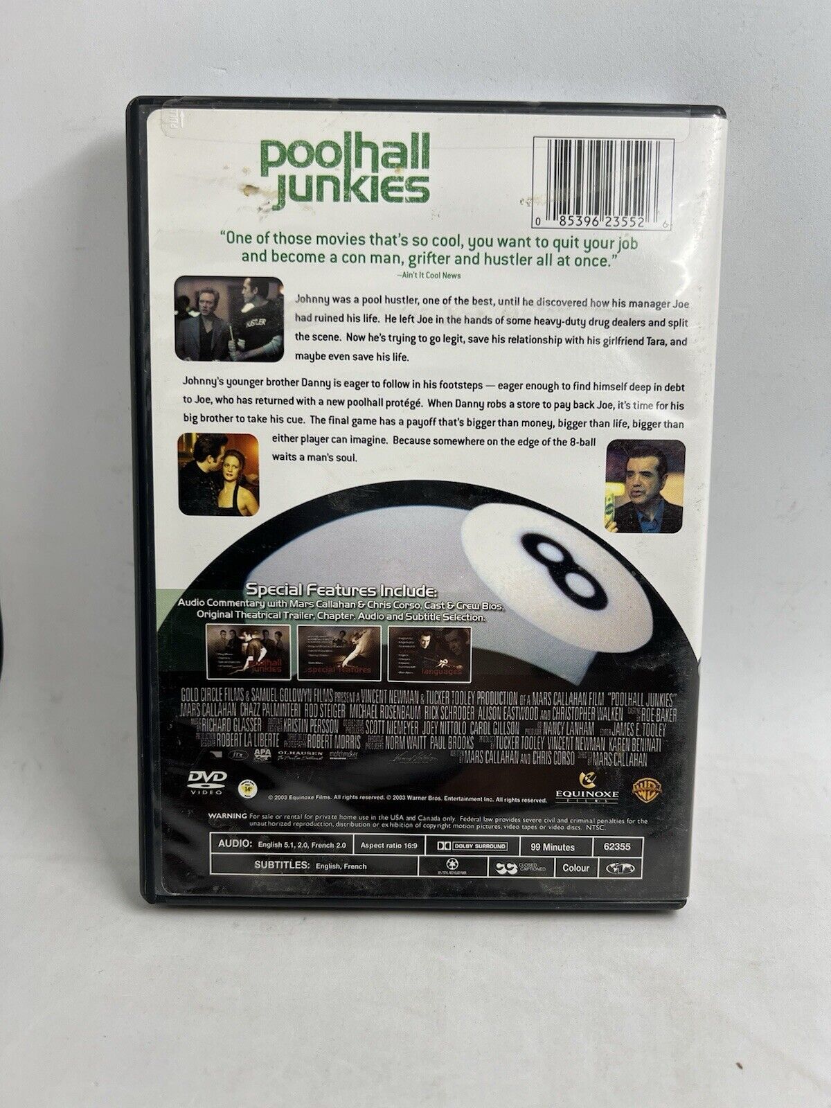 Poolhall Junkies DVD (2003) Mars Callahan/Christopher Walken Movie/Film US R1