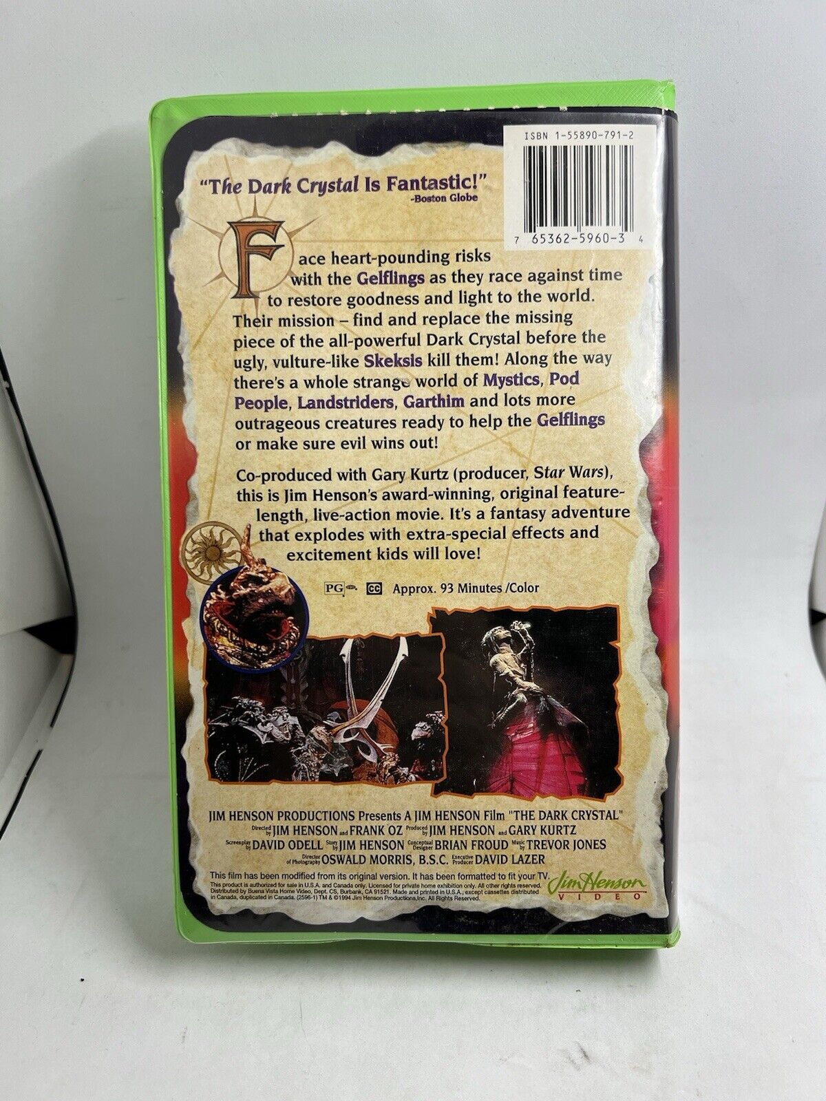 The Dark Crystal (VHS, 1994) Jim Henson Rare Vintage Adventure Clamshell Fantasy