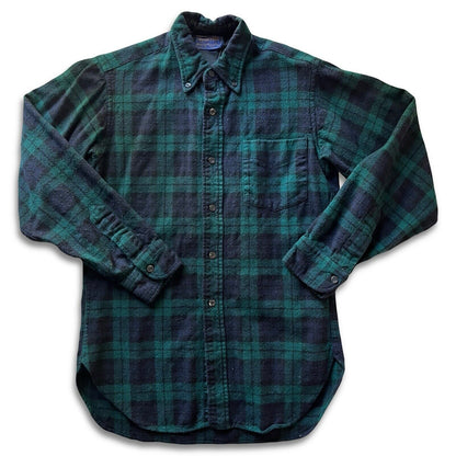 Vintage Pendleton Flannel Shirt Mens Blue Green Wool Plaid Small USA