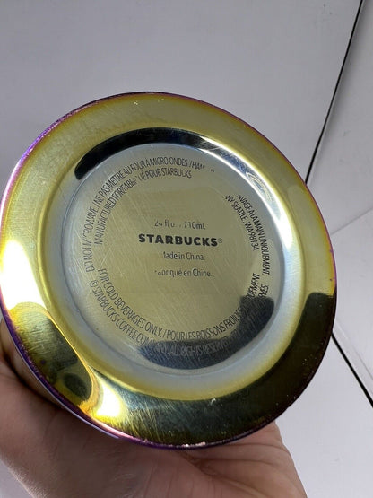 Rare Starbucks Iridescent Rainbow Purple Oil Slick Stainless Steel Tumbler 24oz