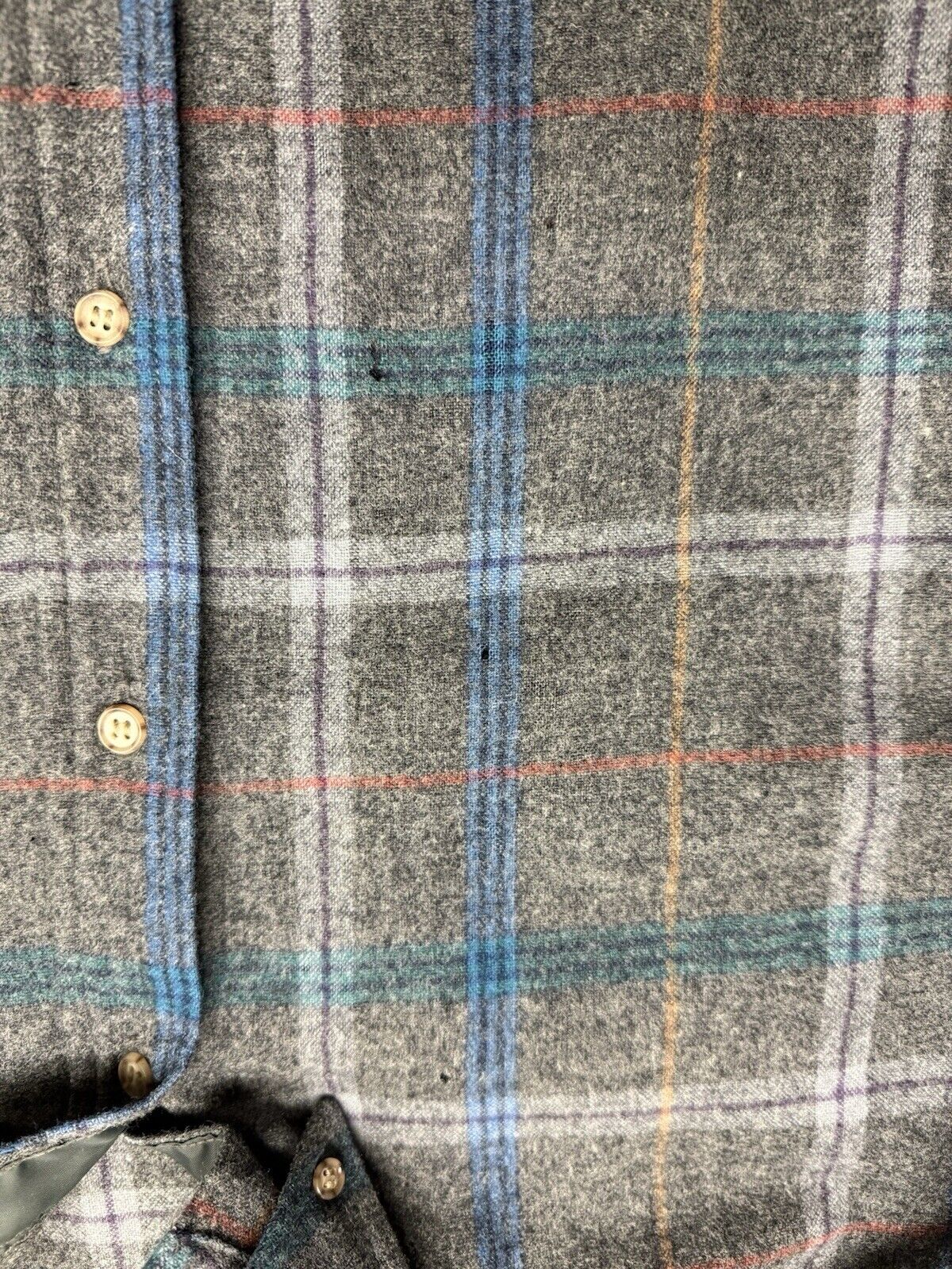 Vintage Pendleton Flannel Shirt Men Grey Pin Stripe Wool Plaid Large Pocket USA