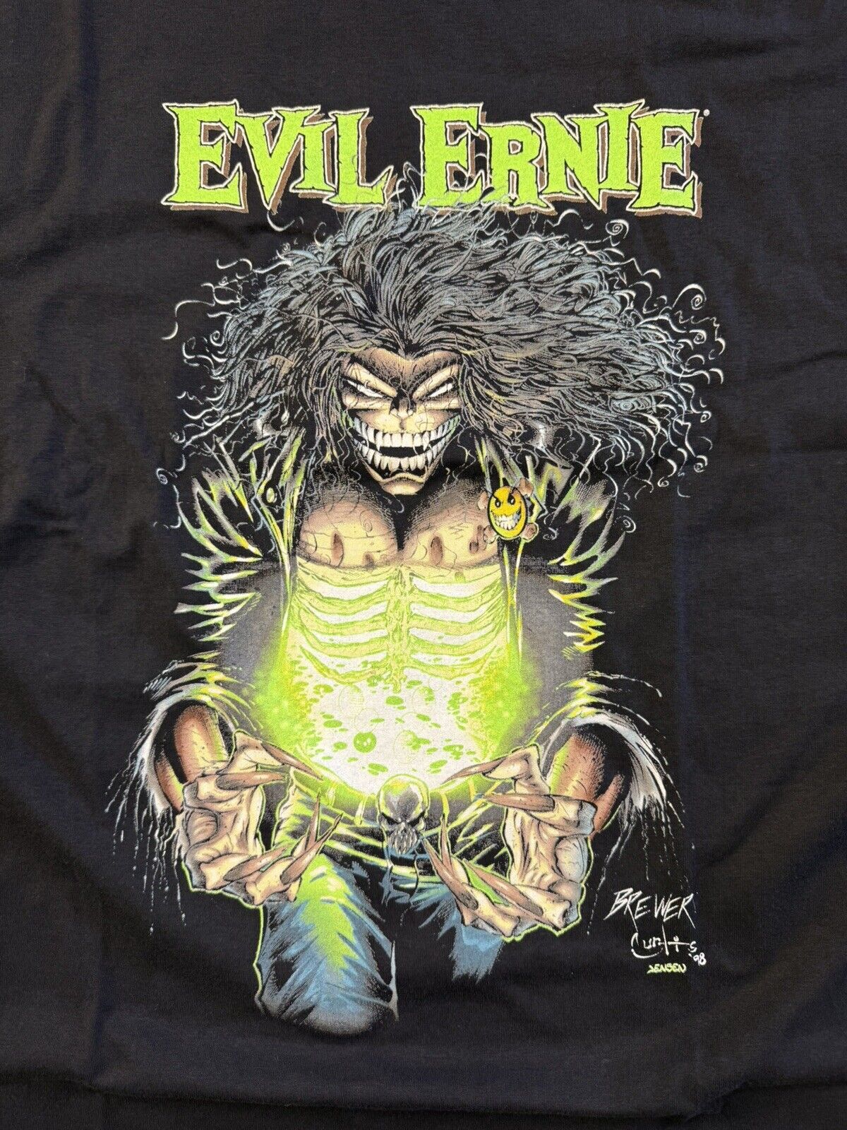 Rare Vintage Chaos Comics Evil Ernie Green Glow T Shirt Mens Black Large AAA Tag