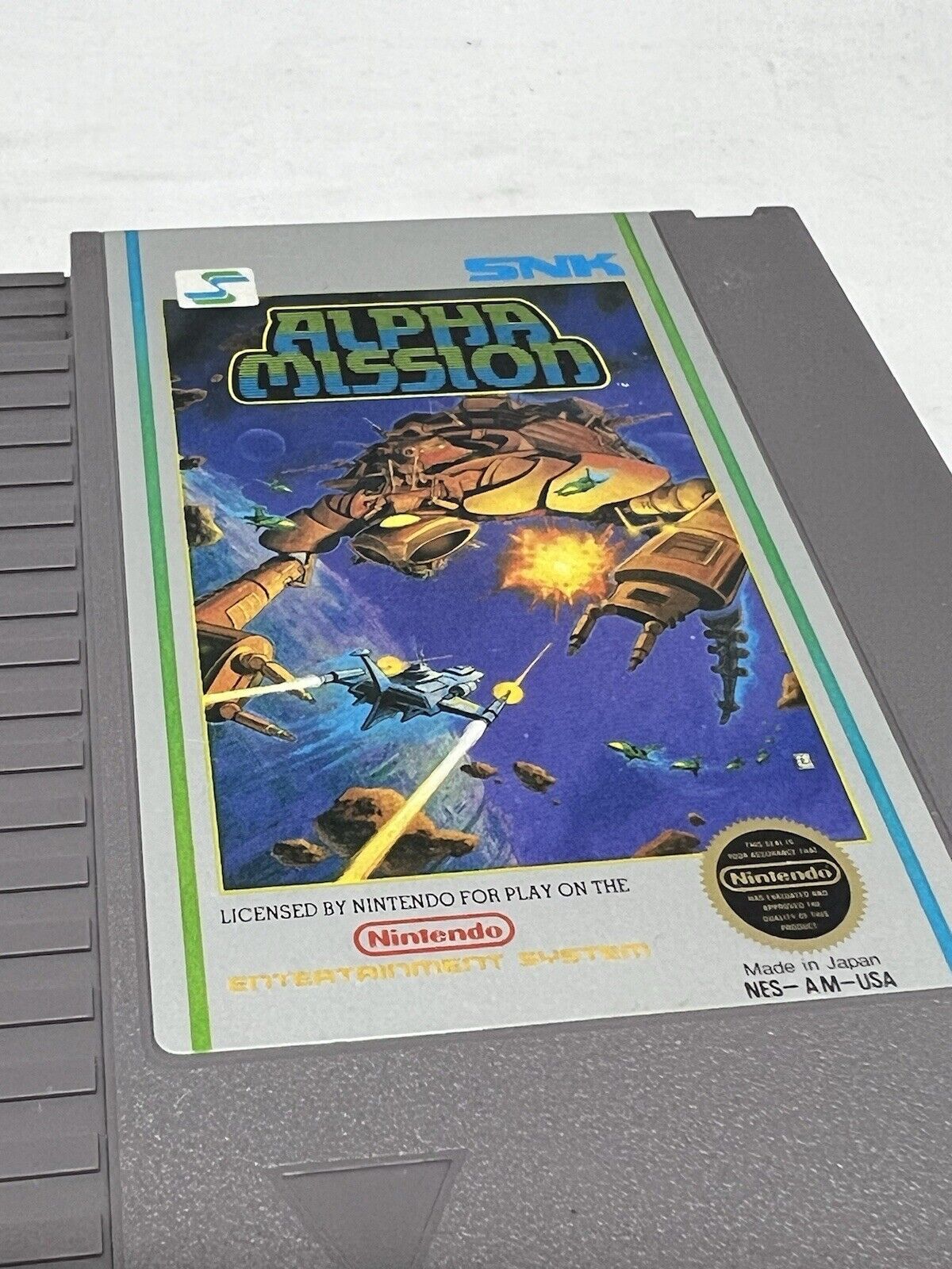 Alpha Mission (Nintendo NES) SNK Made In Japan Clean! Authentic! 3 Hole Variant