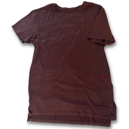 G RAW STAR T Shirt Mens Large Short Sleeve Burgundy Soft Long Split Seam Side