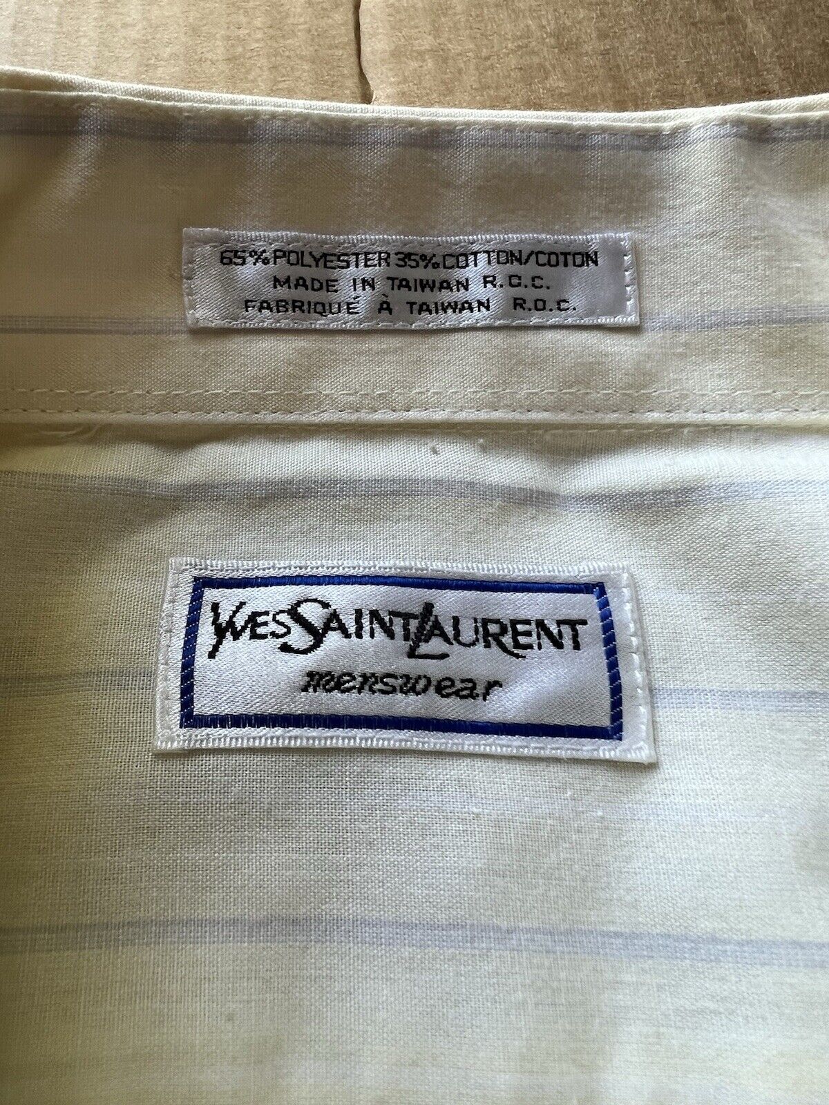 VINTAGE Yves Saint Laurent Shirt Mens 16.5 34-35 Solid Button Up Formal YSL