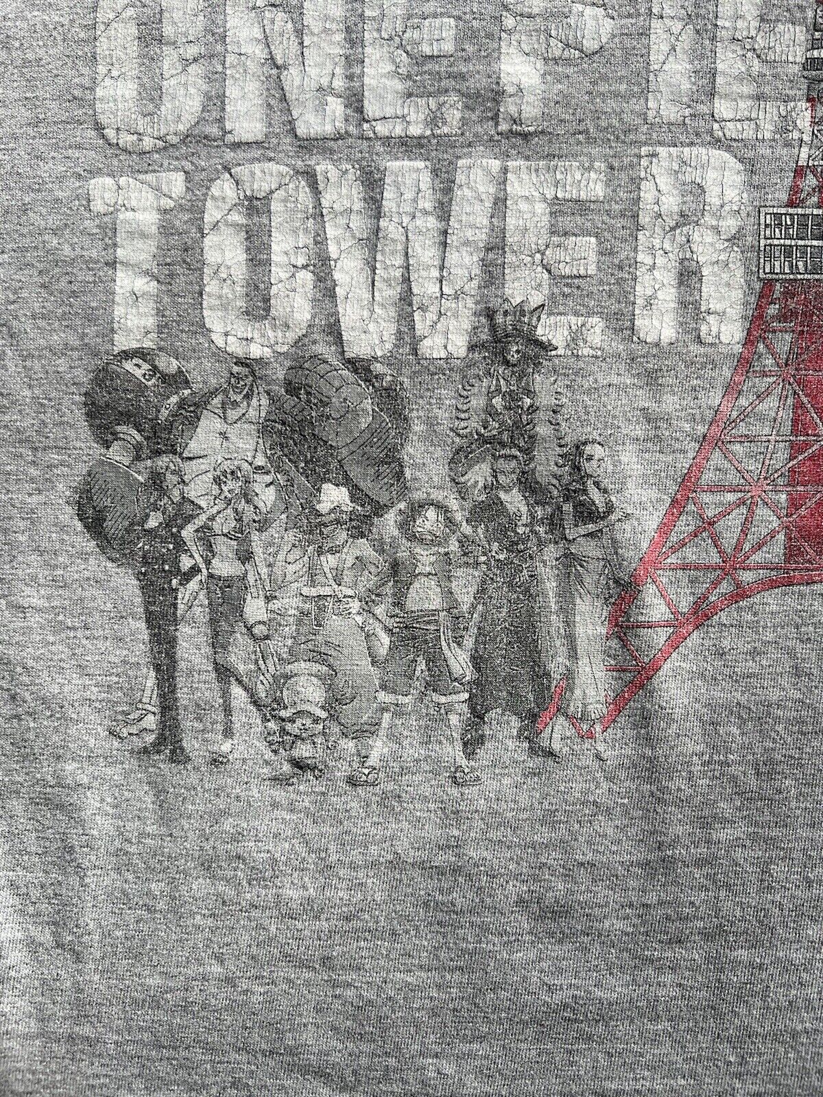 TOKYO ONE PIECE TOWER Luffy Straw Hat Pirates SS Shirt Grey M Anime Rare  Japan