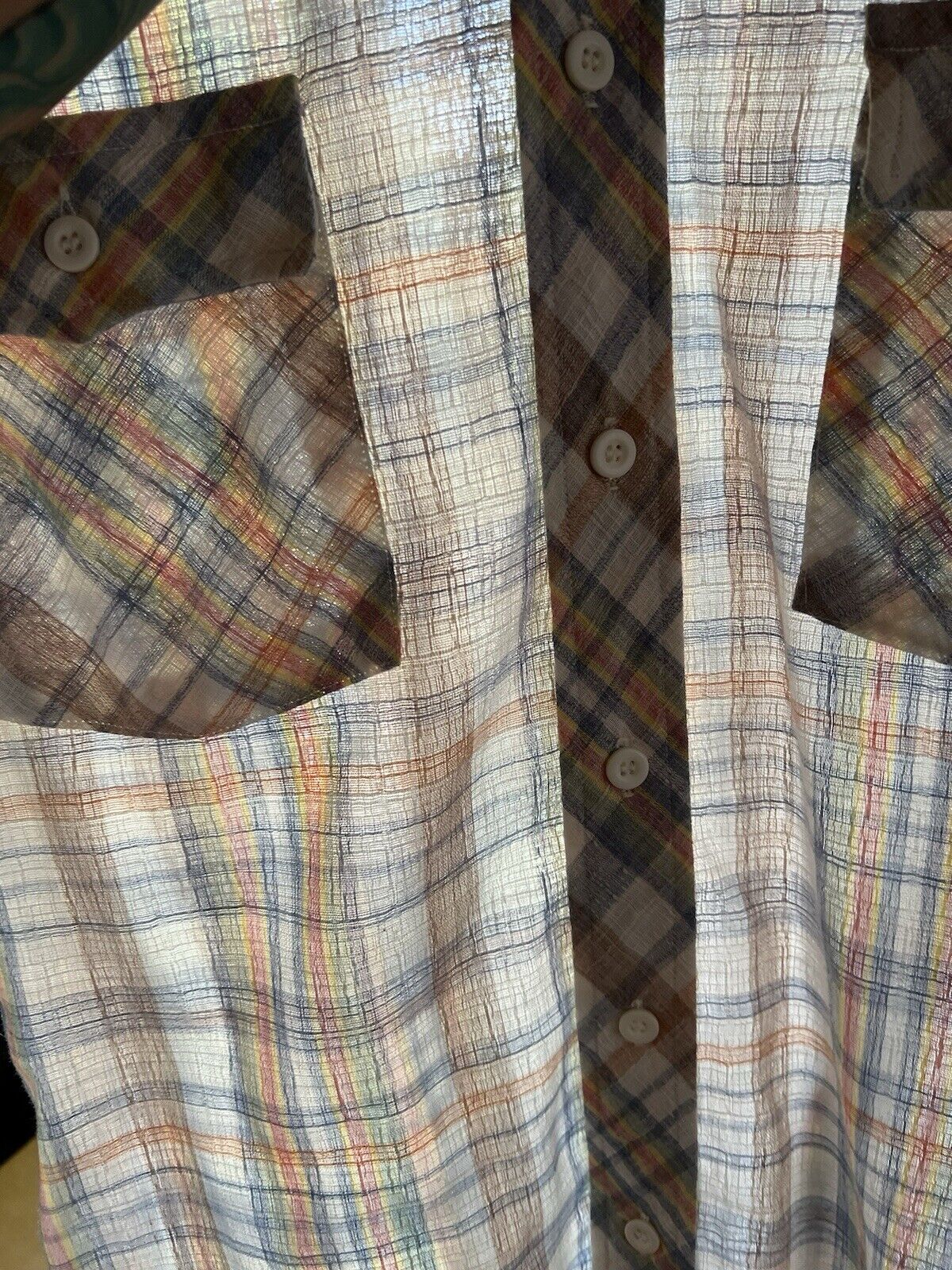 Vintage Meryvn’s Mens Collection Flannel White Thin Polyester Brown Letter 1970