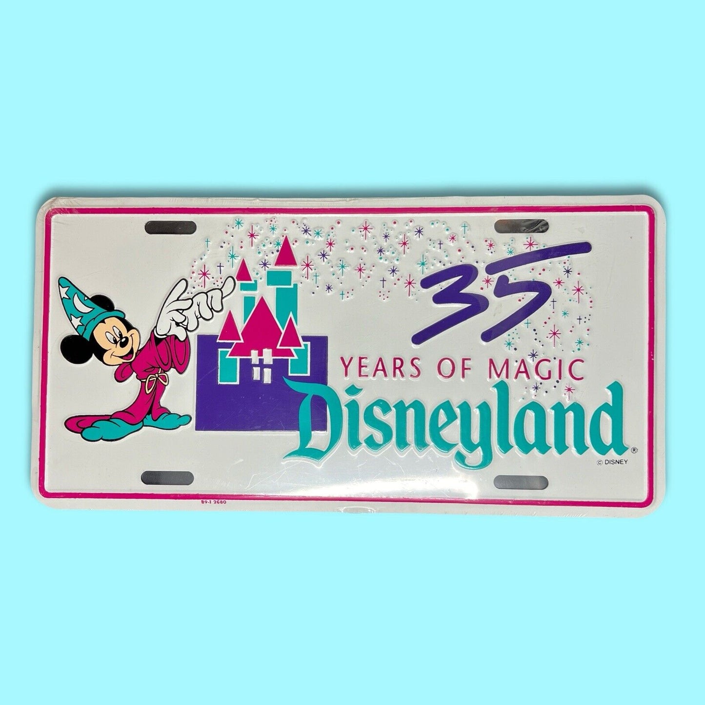 Disneyland “35 Years of Magic” Vintage Metal Souvenir License Plate 1990 Sealed