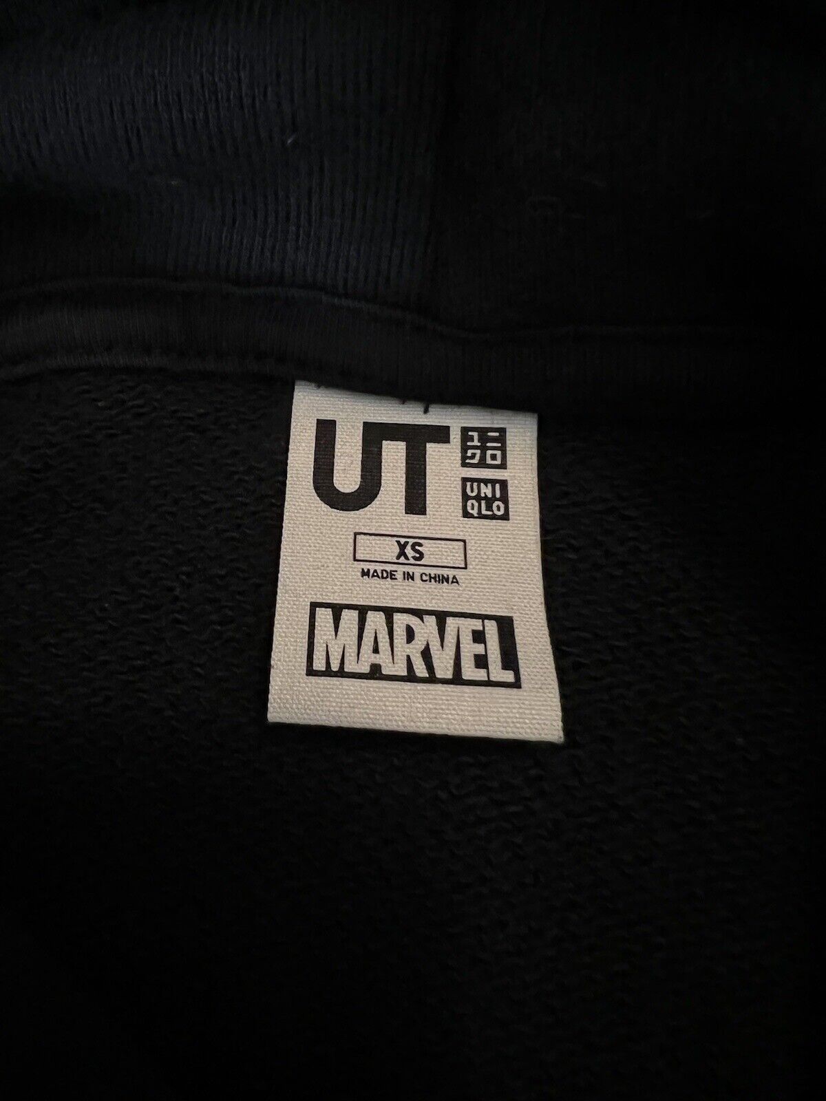 Marvel Mens Hoodie Sweater Size XS Black Uniqlo Pockets Pullover Jumper