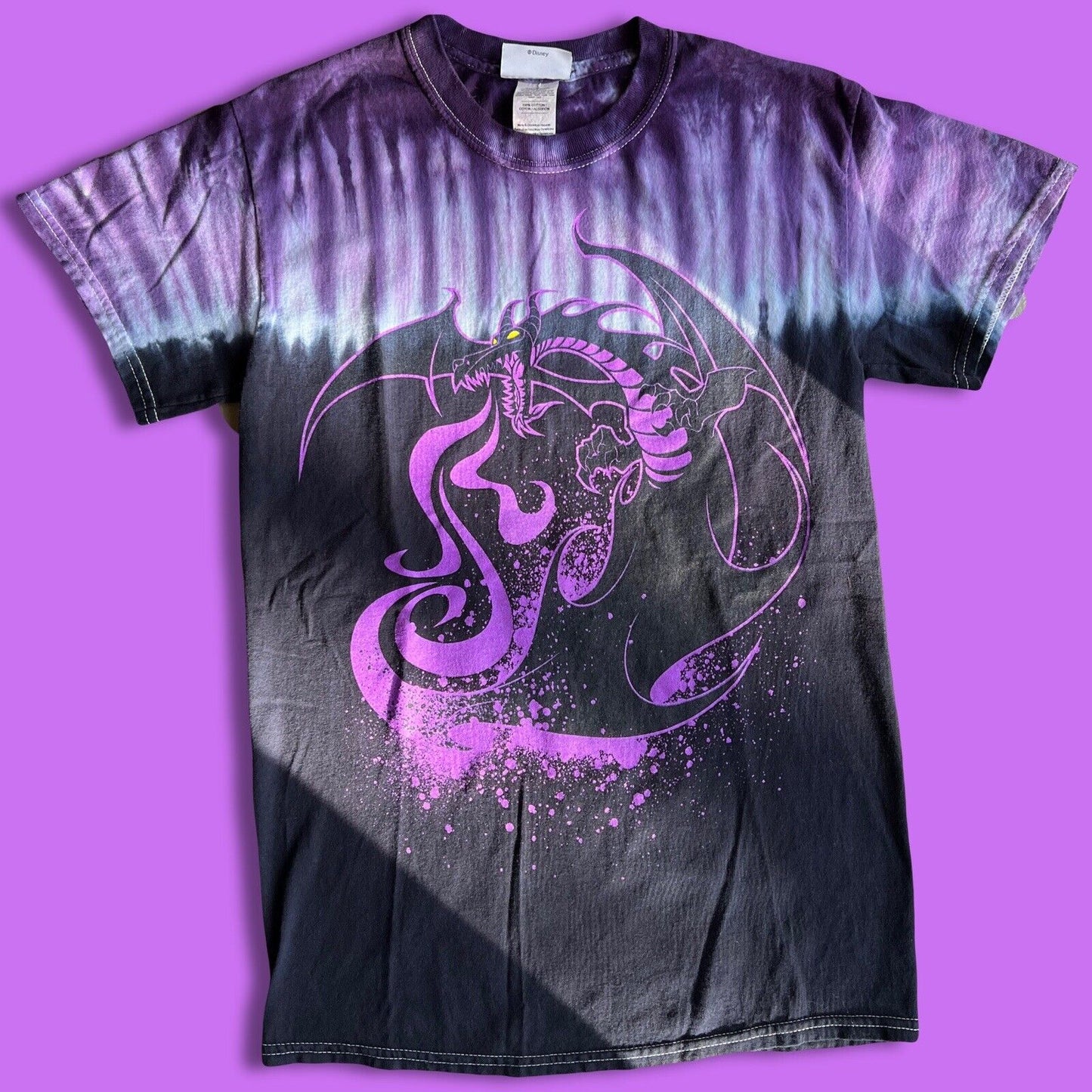 Vintage Disney Maleficent Shirt Mens Small Purple Tie Dye Murphy 2000 Y2K Dragon