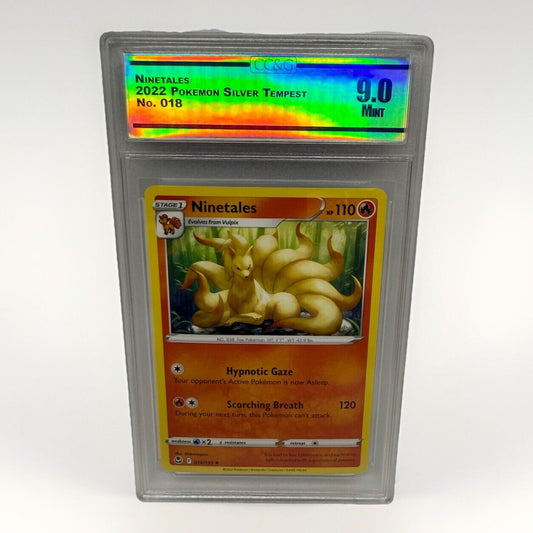 Grade 9 2022 Pokémon SWSH Ninetales Silver Tempest Card #018 CC&G CGC Fire Type