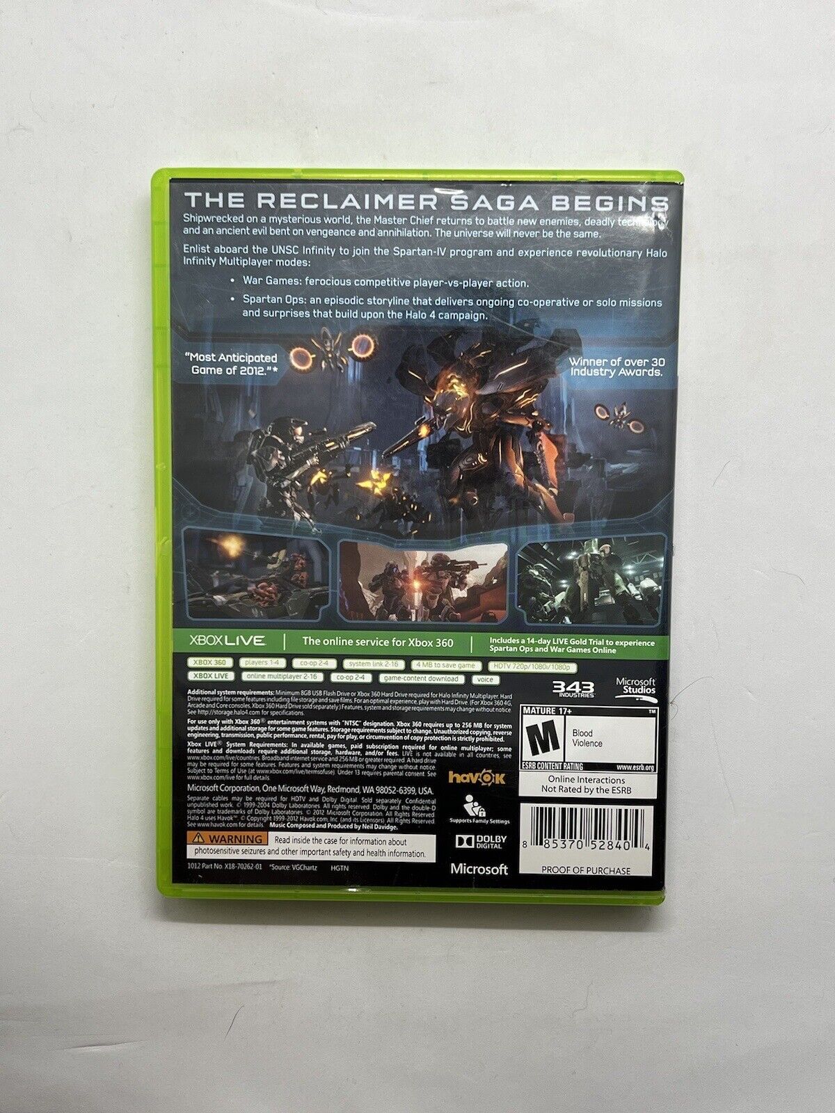 Halo 4 (Microsoft Xbox 360, 2012) Used. Multiplayer. Master Chief.