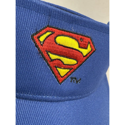 Vintage Warner Bros DC Comics Superman Fits Most Visor Hat Cap Adjustable Blue