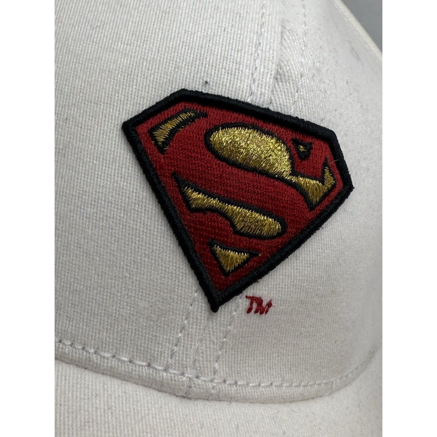 SuperMan DC Comics Warner Bros Control Fit Stabilizer Hat Cap White Stretch Osfm