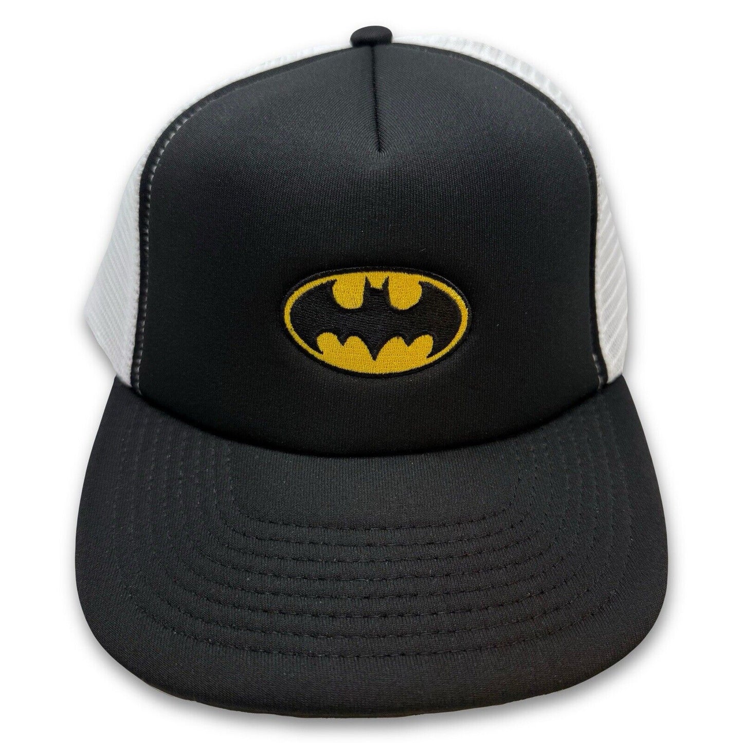 Vintage Batman Trucker BLACK & WHITE MESH SNAPBACK CAP HAT Foam NWT Superhero