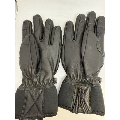 Level SEVENTIES Leather Gloves Retro Black Ski And Snowboard Finger Mitt Soft