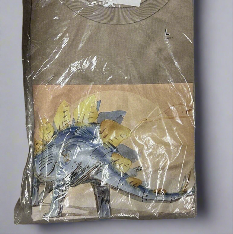 Jurassic World Collab Hajime Sorayama Uniqlo Sand  Mens T-Shirt L Stegosaurus