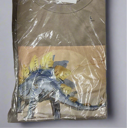 Jurassic World Collab Hajime Sorayama Uniqlo Sand  Mens T-Shirt L Stegosaurus