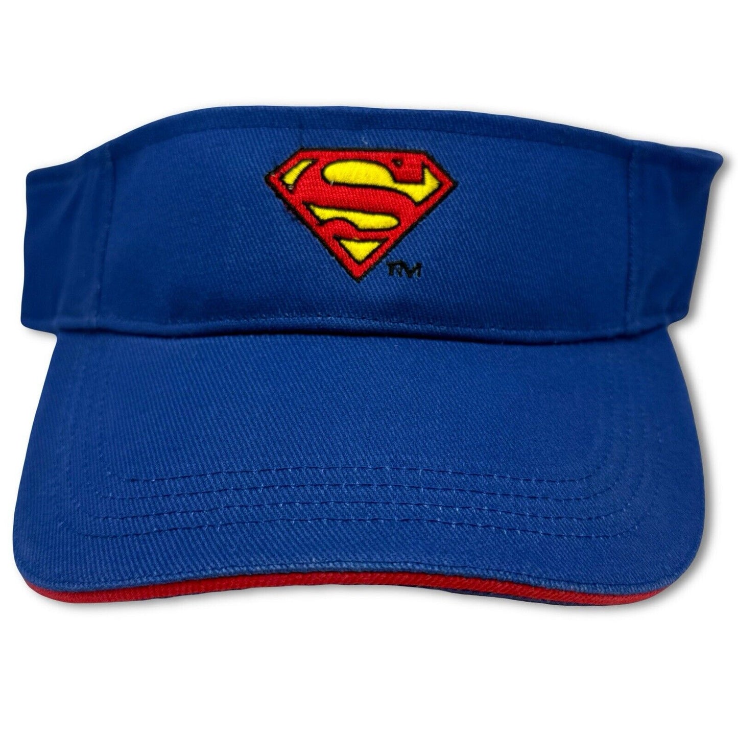 Vintage Warner Bros DC Comics Superman Fits Most Visor Hat Cap Adjustable Blue