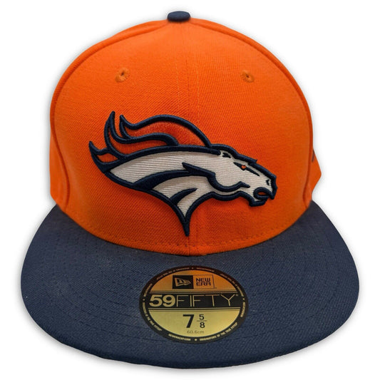 NFL Denver Broncos Football Fan 2-Tone New Era Logo Hat Fitted Size 7 5/8 Big