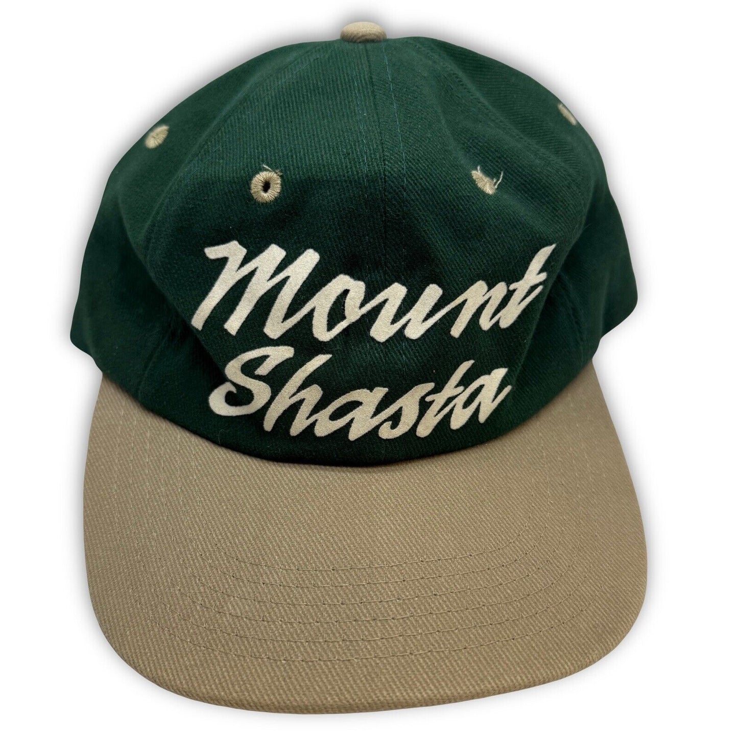 Vintage Mount Shasta Hat Forest Cap Souvenir Piece Att Headwear Camping Green