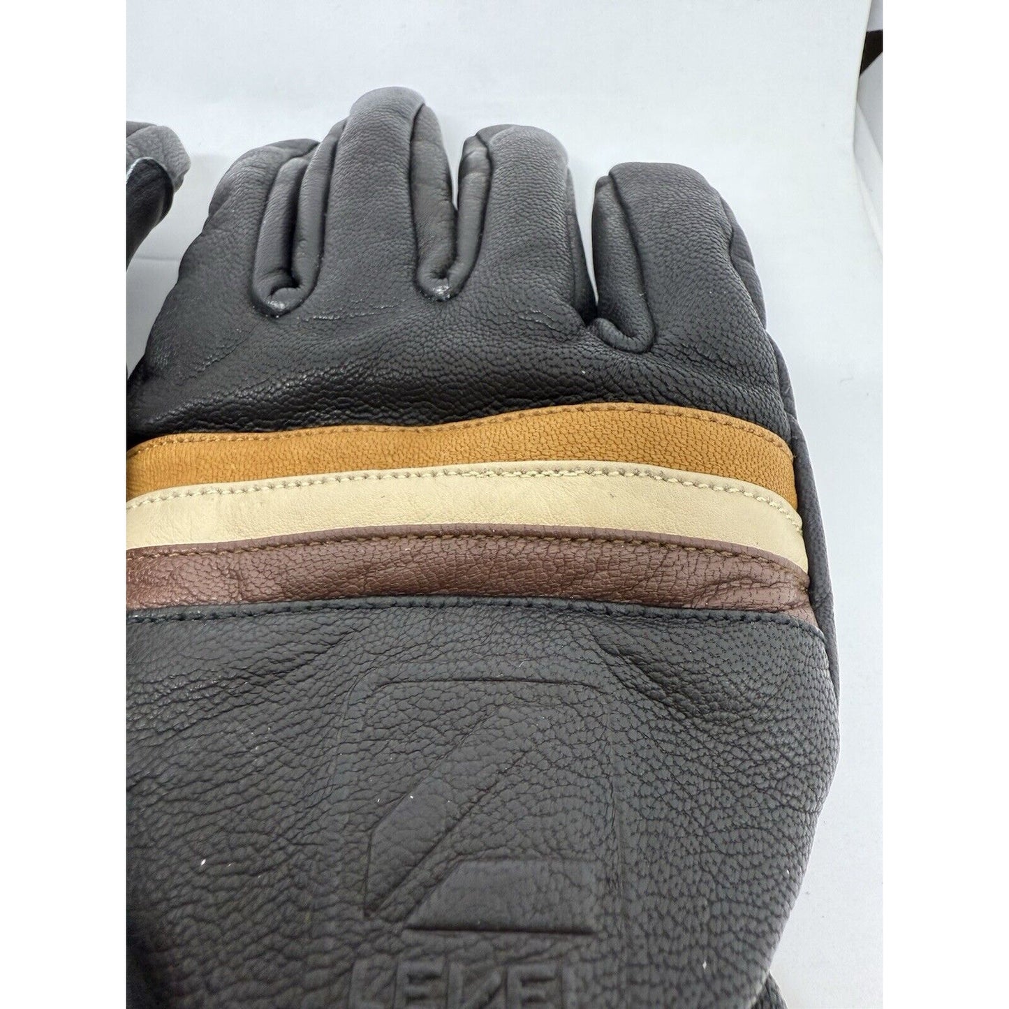 Level SEVENTIES Leather Gloves Retro Black Ski And Snowboard Finger Mitt Soft