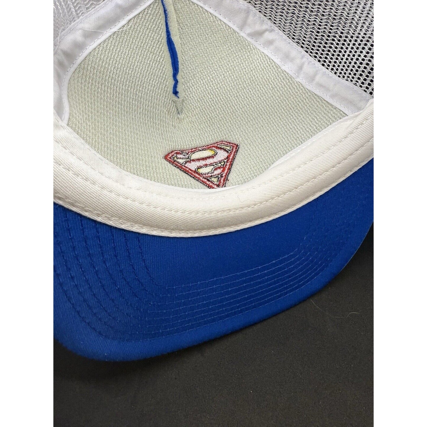 Vintage NWT Superman Hat Blue White Stitched Snapback Trucker Cap DC Comics WB