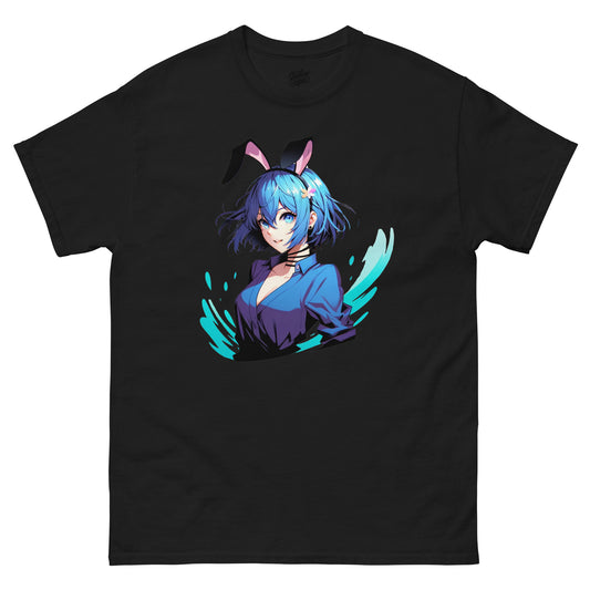 Blue Bob Hair Bunny Waifu Paint Splatter Men's Classic Short Sleeve T-Shirt - thriftgoblin