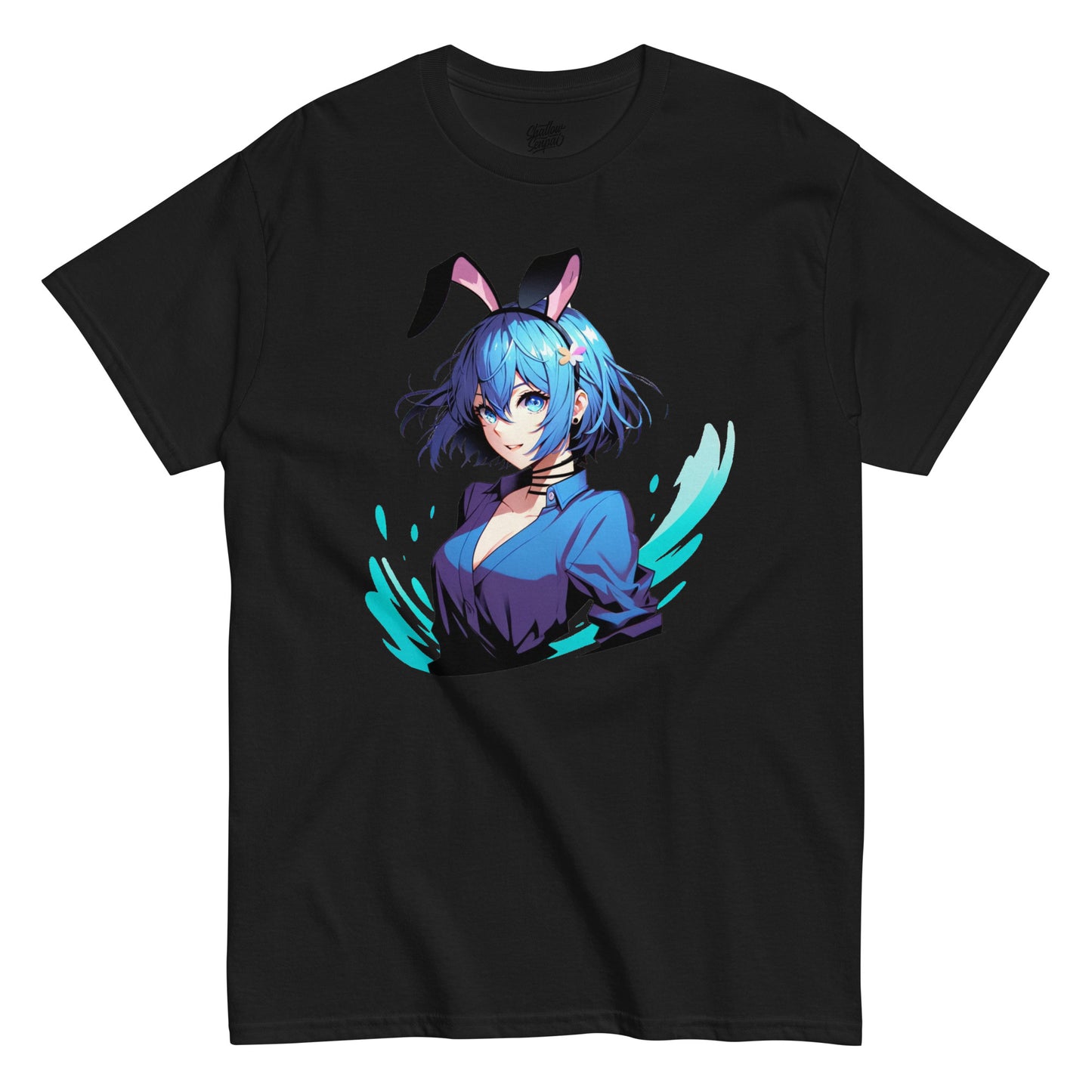 Blue Bob Hair Bunny Waifu Paint Splatter Men's Classic Short Sleeve T-Shirt - thriftgoblin