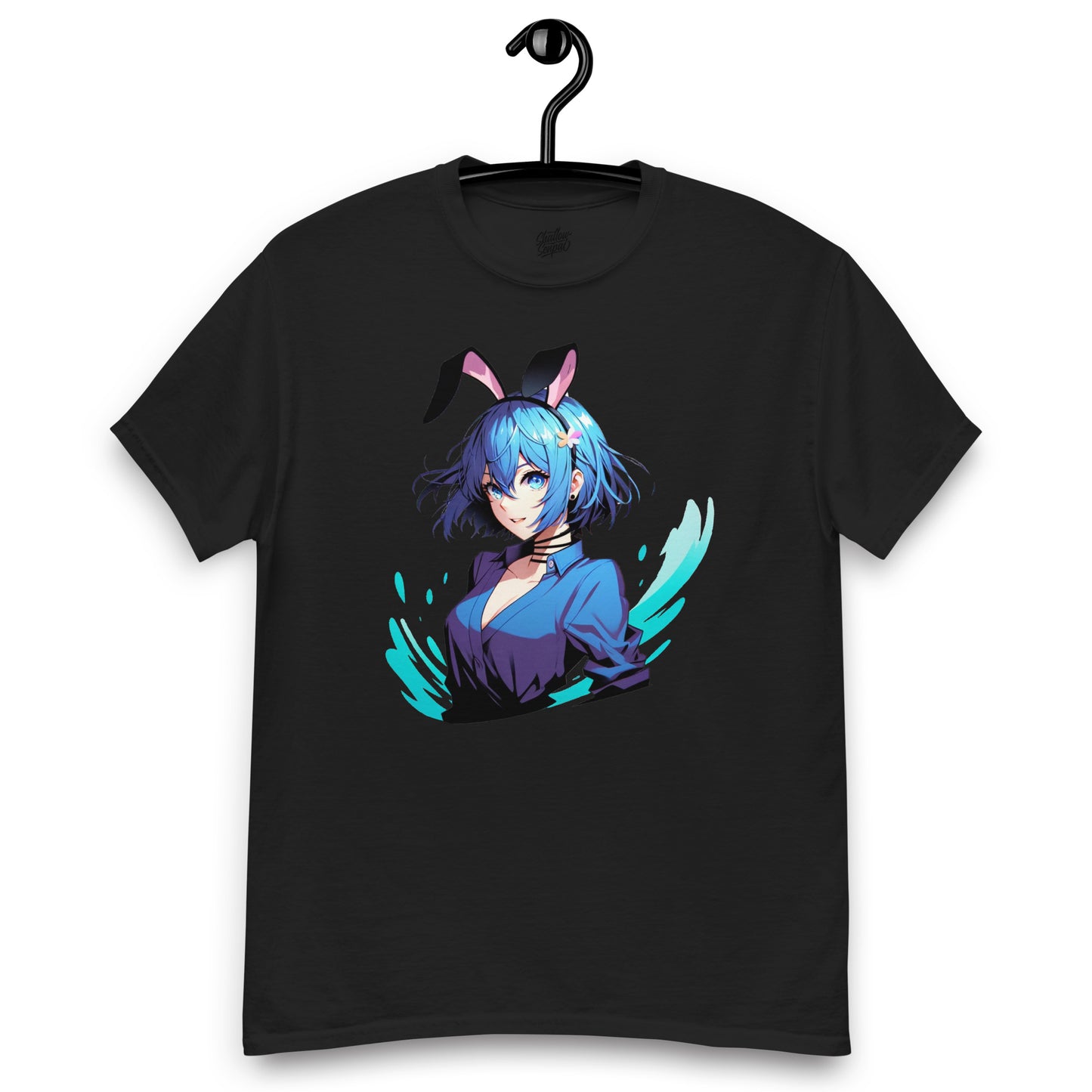 Blue Bob Hair Bunny Waifu Paint Splatter Men's Classic Short Sleeve T-Shirt - thriftgoblin