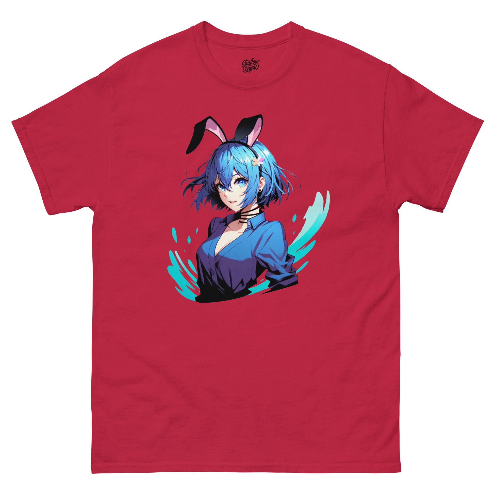 Blue Bob Hair Bunny Waifu Paint Splatter Men's Classic Short Sleeve T-Shirt - thriftgoblin